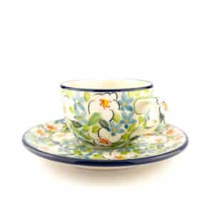Filiżanki, filiżanka do espresso, filiżanki do kawy, filiżanki do herbaty, filiżanki w kwiaty, filiżanka ze spodkiem, porcelana filiżanki, ceramika bolesławiec, polska ceramika, unikat
