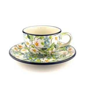 Filiżanki, filiżanka do espresso, filiżanki do kawy, filiżanki do herbaty, filiżanki w kwiaty, filiżanka ze spodkiem, porcelana filiżanki, ceramika bolesławiec, polska ceramika, unikat
