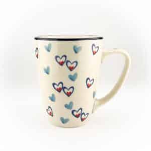 kubek do kawy, ceramika bolesławiec, kubek w serca