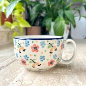 Filiżanki, filiżanki do kawy, filiżanki do herbaty, filiżanki w kwiaty, filiżanka ze spodkiem, porcelana filiżanki, ceramika bolesławiec, polska ceramika