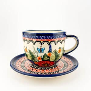 filiżanki do kawy, filiżanki w kwiaty, porcelana bolesławiec, ceramika bolesławiec, polska ceramika, ceramika bolesławiecka