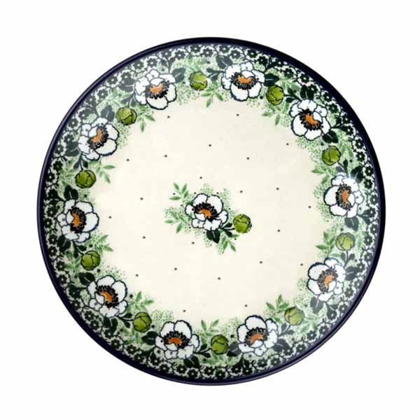 Wzór zielone anemony ceramika artystyczna - ceramika bolesławiec