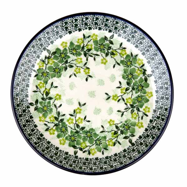 Wzór zielone kwiaty wianek, ceramika artystyczna - ceramika Bolesławiec