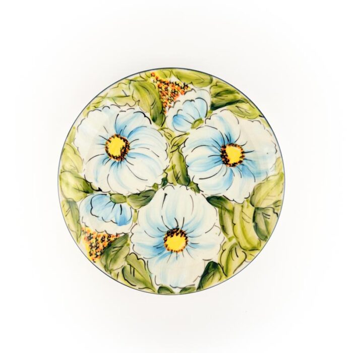 Dekoracja niebieska róża ceramika Bolesławiec