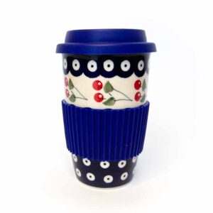kubek bolesławiec, kubek podróżny, kubek turystyczny manufaktura, ceramika bolesławiec