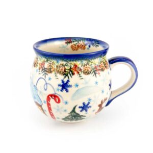 kubek zimowy ceramika bolesławiec, kubek czeski bolesławiec