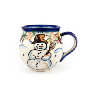 kubek bolesławiec, kubek z bałwankiem, ceramika Bolesławiec