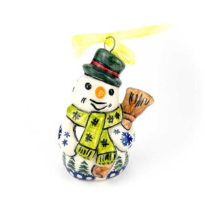 figurka bałwan ceramika bolesławiec, bombka bolesławiec