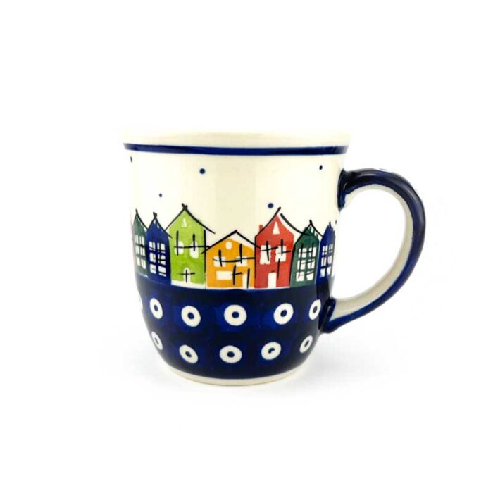 kubek w kropki, kubek z bolesławca, kubek bolesławiecki, ceramika bolesławiec