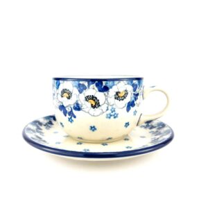 filiżanka bolesławiec z ozdobnym wzorem, piękna filiżanka do kawy