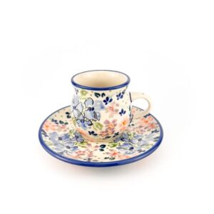 filiżanka do espresso ceramika bolesławiec w kwiaty