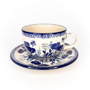 Filiżanka w niebieskie kwiaty ceramika bolesławiec