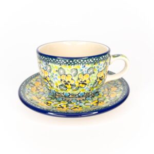 filiżanka ceramika bolesławiec malowana ręcznie bratki