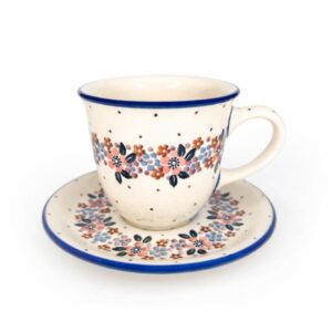 filiżanka wianek retro ceramika bolesławiec