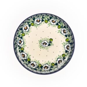 talerz śniadaniowy ceramika Bolesławiec 2242 zielone anemony